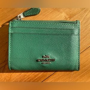 Coach Top Zip Card Holder Green Wallet